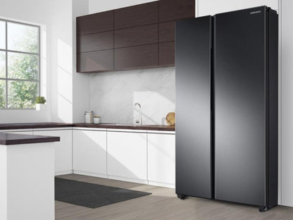 SAMSUNG  28 cu. ft. Smart Side-by-Side Refrigerator in Black Stainless Steel - RS28A500ASG-KT