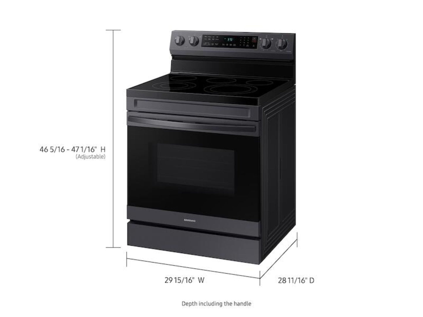 SAMSUNG 6.3 cu. ft. Smart Freestanding Electric Range with No-Preheat Air Fry & Convection in Black Stainless Steel - NE63A6511SG-KT
