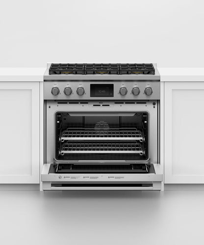 FISHER & PAYKEL RDV3366N Dual Fuel Range, 36", 6 Burners, Self-cleaning - RDV3366N-KT