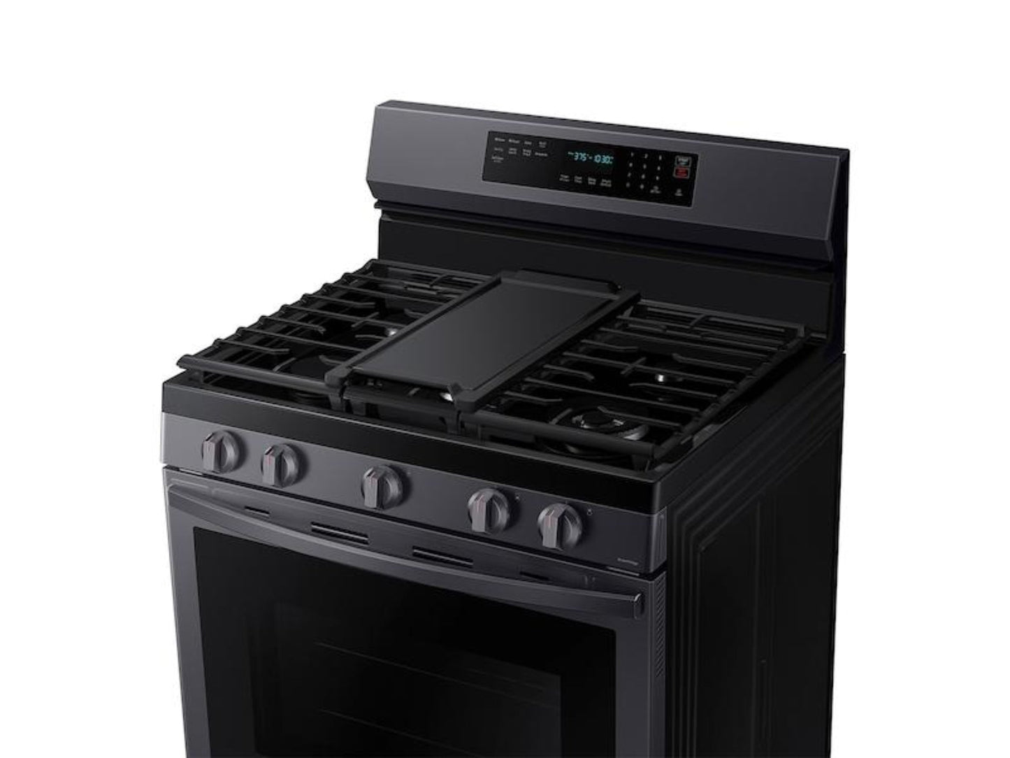 SAMSUNG  6.0 cu. ft. Smart Freestanding Gas Range with No-Preheat Air Fry and Convection+ in Black Stainless Steel - NX60A6711SG-KT