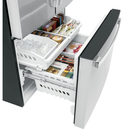 GE APPLIANCES GWE22JYMFS GE(R) ENERGY STAR(R) 21.9 Cu. Ft. Fingerprint Resistant Counter-Depth French-Door Refrigerator - GWE22JYMFS-KT
