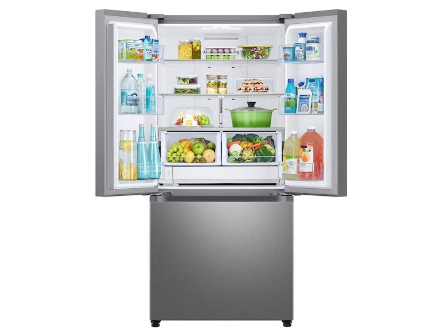 SAMSUNG 25 cu. ft. 33" 3-Door French Door Refrigerator with Dual Auto Ice Maker in Stainless Steel - RF25C5151SR-KT