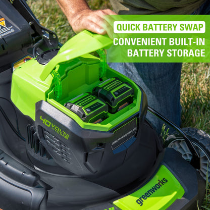 Greenworks 40V 20" Cordless Battery 3-in-1 Push Lawn Mower w/ 4.0Ah Battery & Charger - 2516302