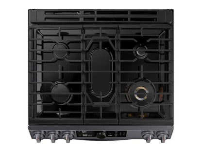 SAMSUNG 6.0 cu ft. Smart Slide-in Gas Range with Flex Duo(TM), Smart Dial & Air Fry in Black Stainless Steel - NX60T8751SG-KT