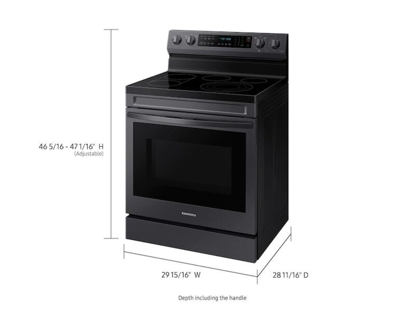 SAMSUNG 6.3 cu. ft. Smart Freestanding Electric Range with No-Preheat Air Fry, Convection+ & Griddle in Black Stainless Steel - NE63A6711SG-KT