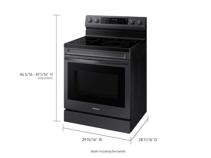 SAMSUNG 6.3 cu. ft. Smart Freestanding Electric Range with No-Preheat Air Fry, Convection+ & Griddle in Black Stainless Steel - NE63A6711SG-KT