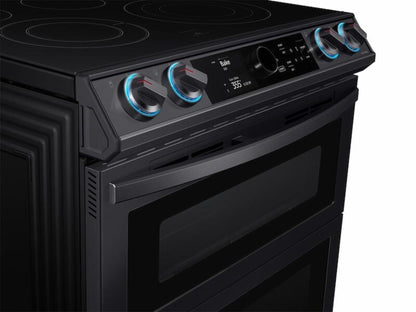 SAMSUNG 6.3 cu ft. Smart Slide-in Electric Range with Smart Dial, Air Fry, & Flex Duo™ in Black Stainless Steel - NE63T8751SG-KT