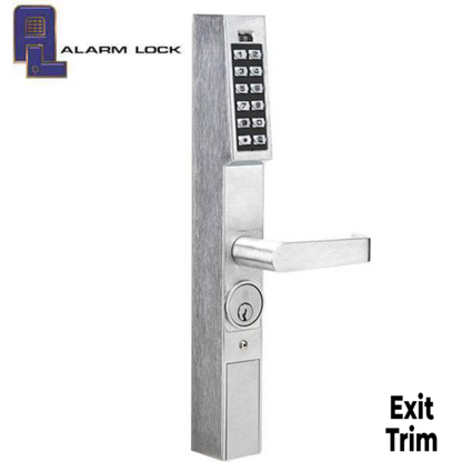 Alarm Lock Trilogy - DL1200ET - Narrow Stile Keypad Exit Lever Lock - 26D - Satin Chrome - Grade 1  - ALL-DL1200ET-26D