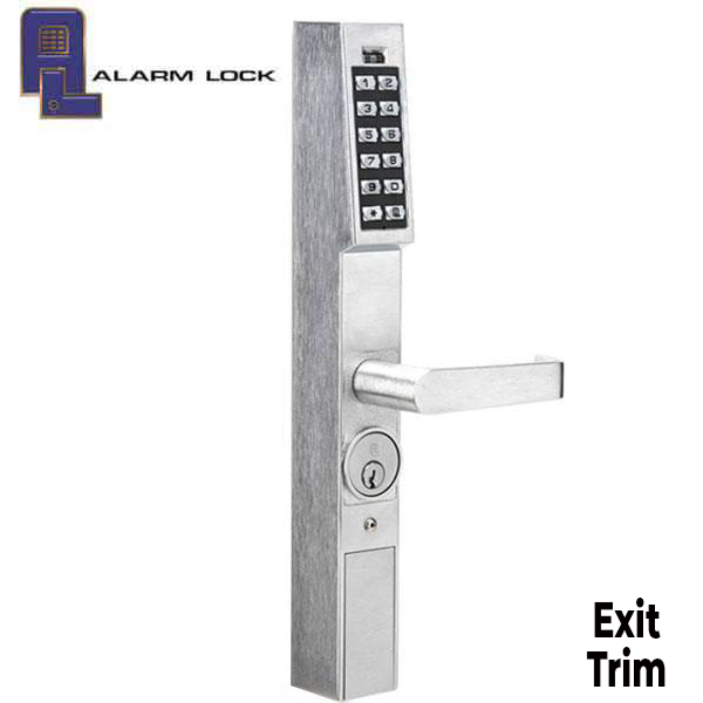 Alarm Lock Trilogy - DL1200ET - Narrow Stile Keypad Exit Lever Lock - 26D - Satin Chrome - Grade 1  - ALL-DL1200ET-26D