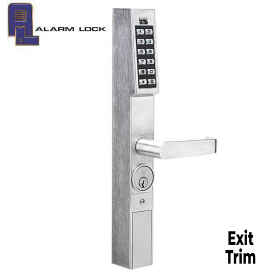 Alarm Lock Trilogy - DL1200ET - Narrow Stile Keypad Exit Lever Lock - 26D - Satin Chrome - Grade 1  - ALL-DL1200ET-26D