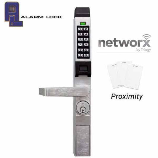 Alarm Lock Trilogy Narrow-Stile Digital PROX Keypad Lever Lock - Networx - 26D - Satin Chrome - ALL-PDL1300-NW
