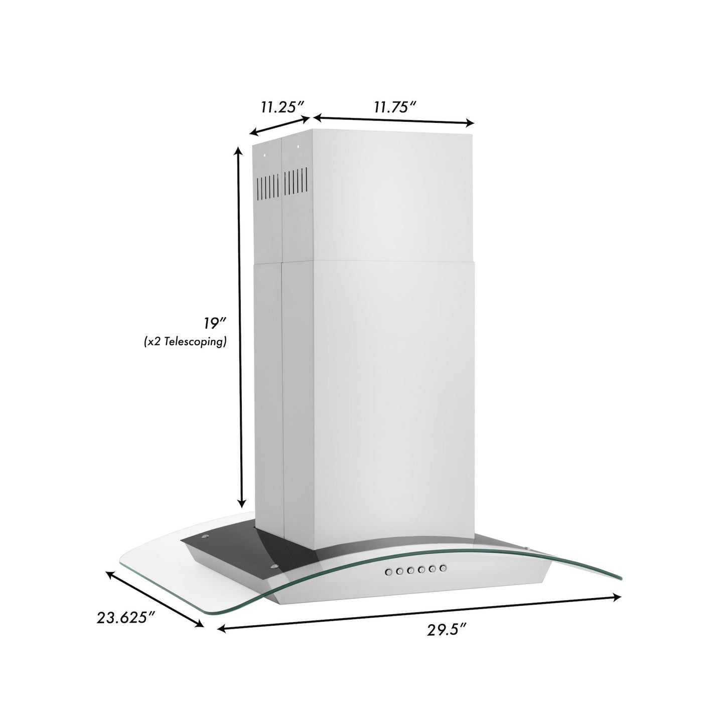 Alpine ZLINE Alpine Series Convertible Island Mount Range Hood in Stainless Steel (ALP70IS) - ALP70IS-30