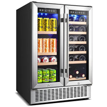 Load image into Gallery viewer, AOBOSI 24 Inch Beverage and Wine Cooler 18 Bottles and 57 Cans - YC120-2D

