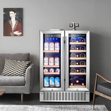 Load image into Gallery viewer, AOBOSI 24 Inch Beverage and Wine Cooler 18 Bottles and 57 Cans - YC120-2D
