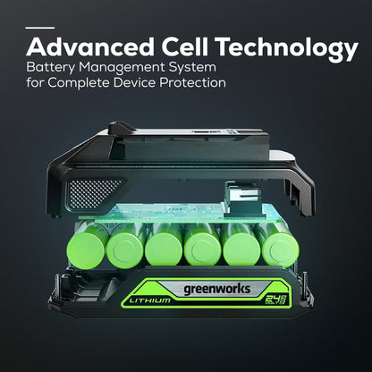 Greenworks 48V (2x24V) 21" Cordless Battery Self-Propelled Lawn Mower w/ Two (2) 5.0Ah USB Batteries & Dual Port Charger - 2532502