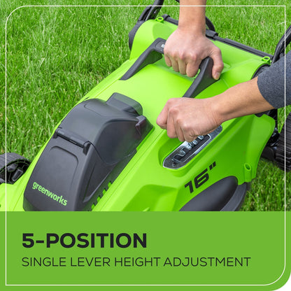 Greenworks 40V 16" Cordless Battery Brushless Push Lawn Mower w/ 4.0Ah Battery & Charger -2540802
