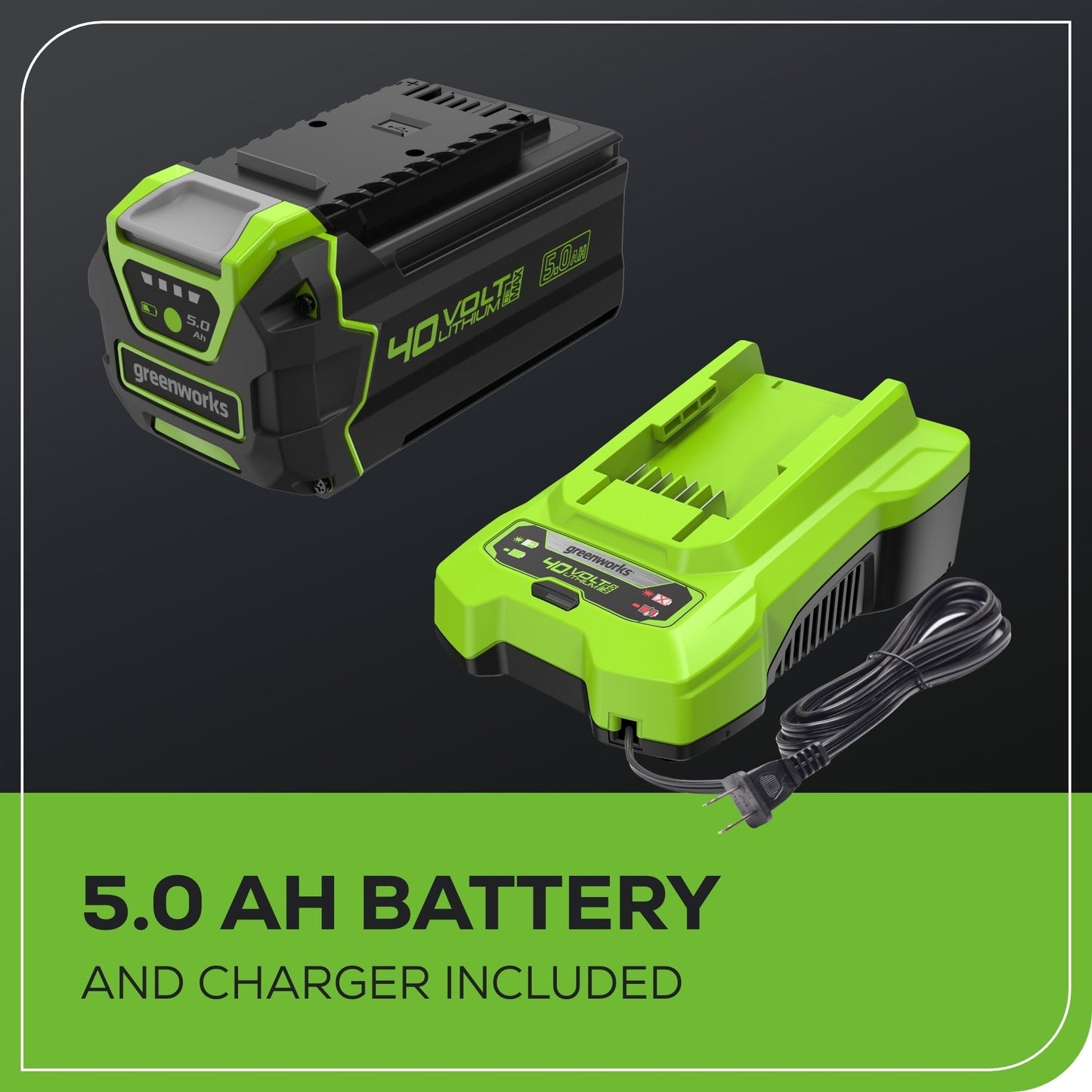 Greenworks 40V 21" Cordless Battery Self-Propelled Lawn Mower w/ 5.0Ah USB Batteries & Charger - 2521202