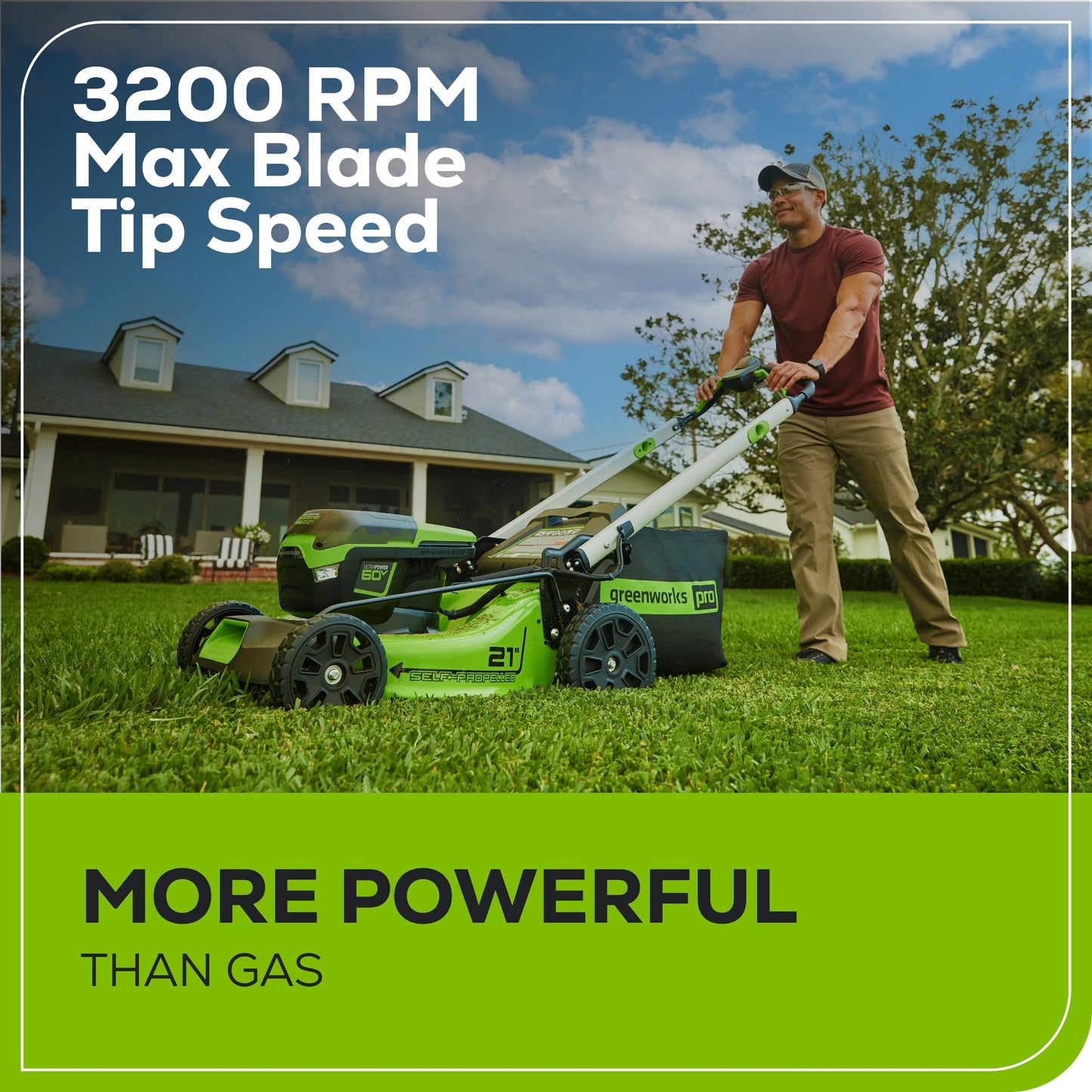 Greenworks 60V 21" Cordless Battery Self-Propelled Lawn Mower w/ Two (2) 4.0Ah Batteries & Dual Port Charger - 2531702