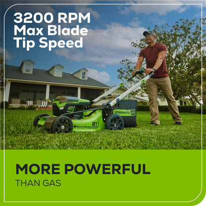 Greenworks 60V 21" Cordless Battery Self-Propelled Lawn Mower w/ Two (2) 4.0Ah Batteries & Dual Port Charger - 2531702