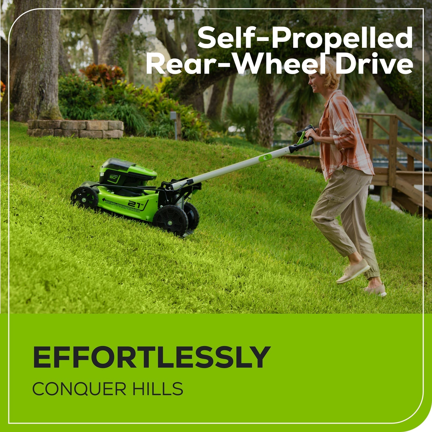 Greenworks 60V 21" Cordless Battery Self-Propelled Lawn Mower w/ Two (2) 4.0Ah Batteries & Dual Port Charger - 2531702