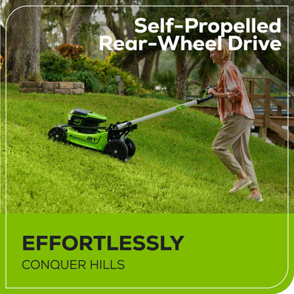 Greenworks 60V 21" Cordless Battery Self-Propelled Lawn Mower w/ Two (2) 4.0Ah Batteries & Dual Port Charger - 2531702