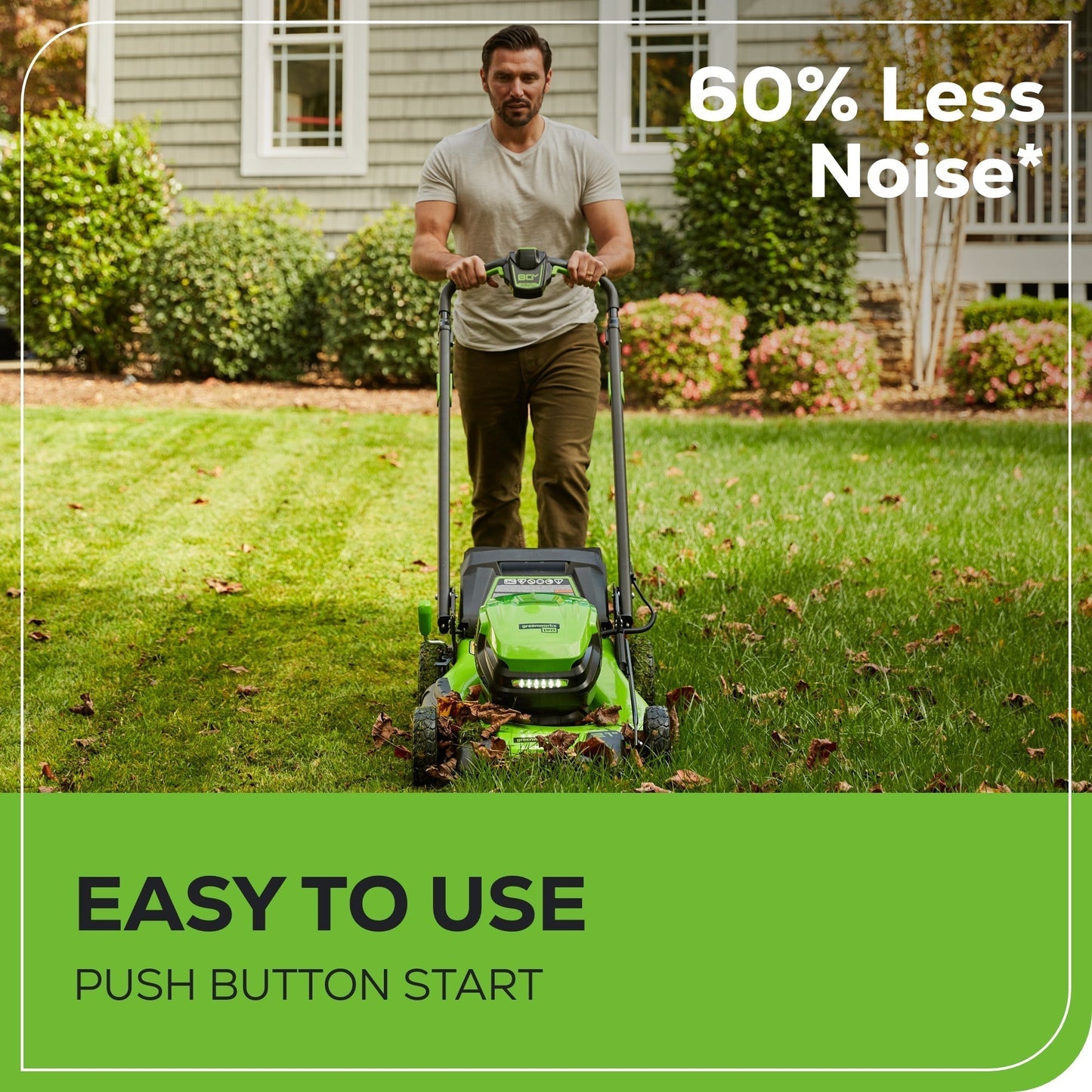Greenworks 80V 21" GEN 2 Cordless Battery 4-in-1 Push Lawn Mower(Auto Switch) w/ 4.0Ah Battery & Charger - 2541202