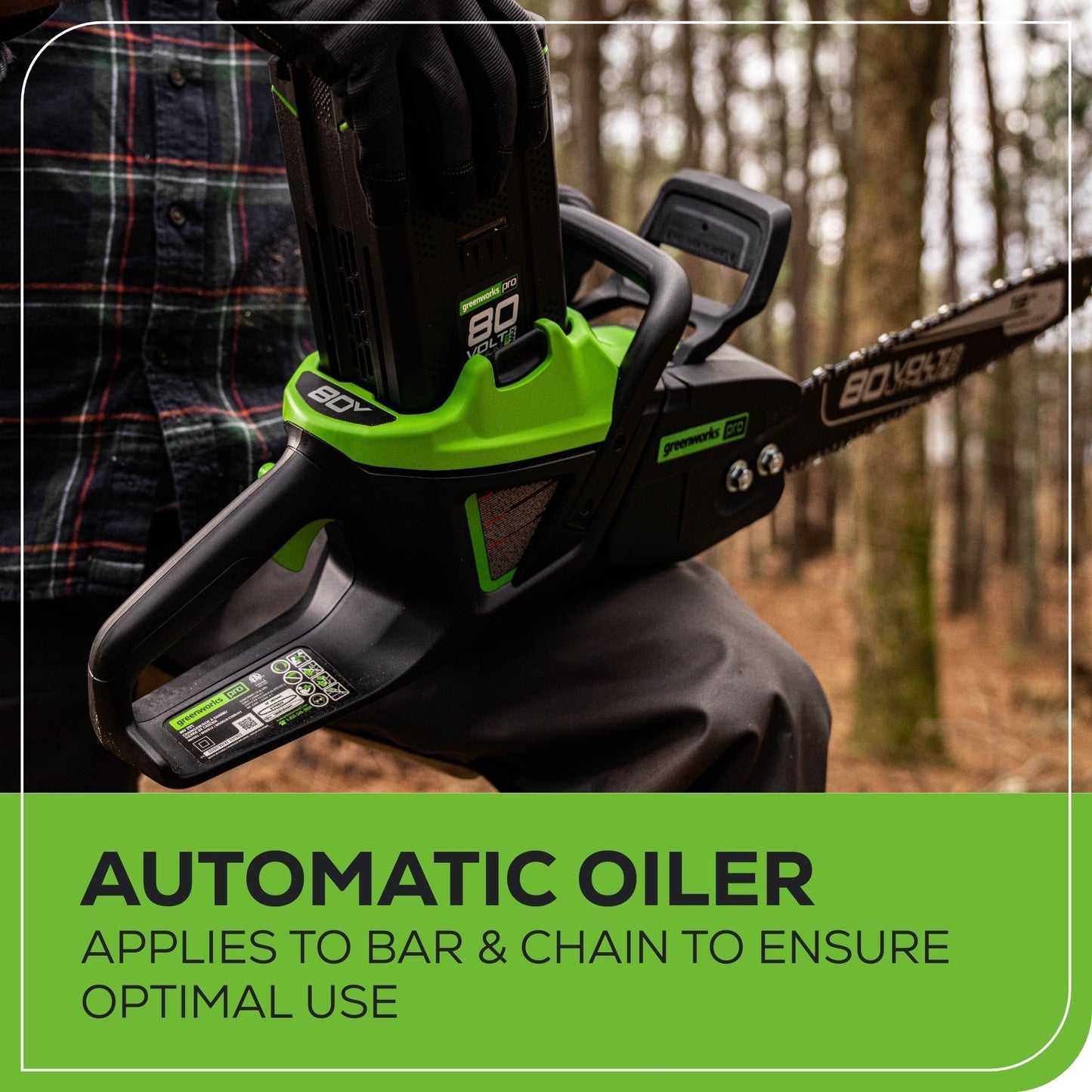 Greenworks 80V 18" Cordless Battery 2.5kW Chainsaw w/ 4.0Ah Battery & Rapid Charger - 2019902