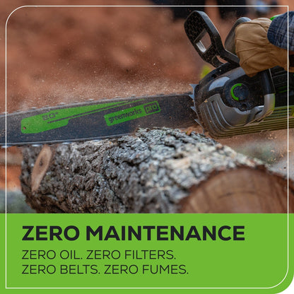 Greenworks 60V 20" Cordless Battery 3.2kW Chainsaw w/ 8.0Ah Battery & Rapid Charger - 2026202