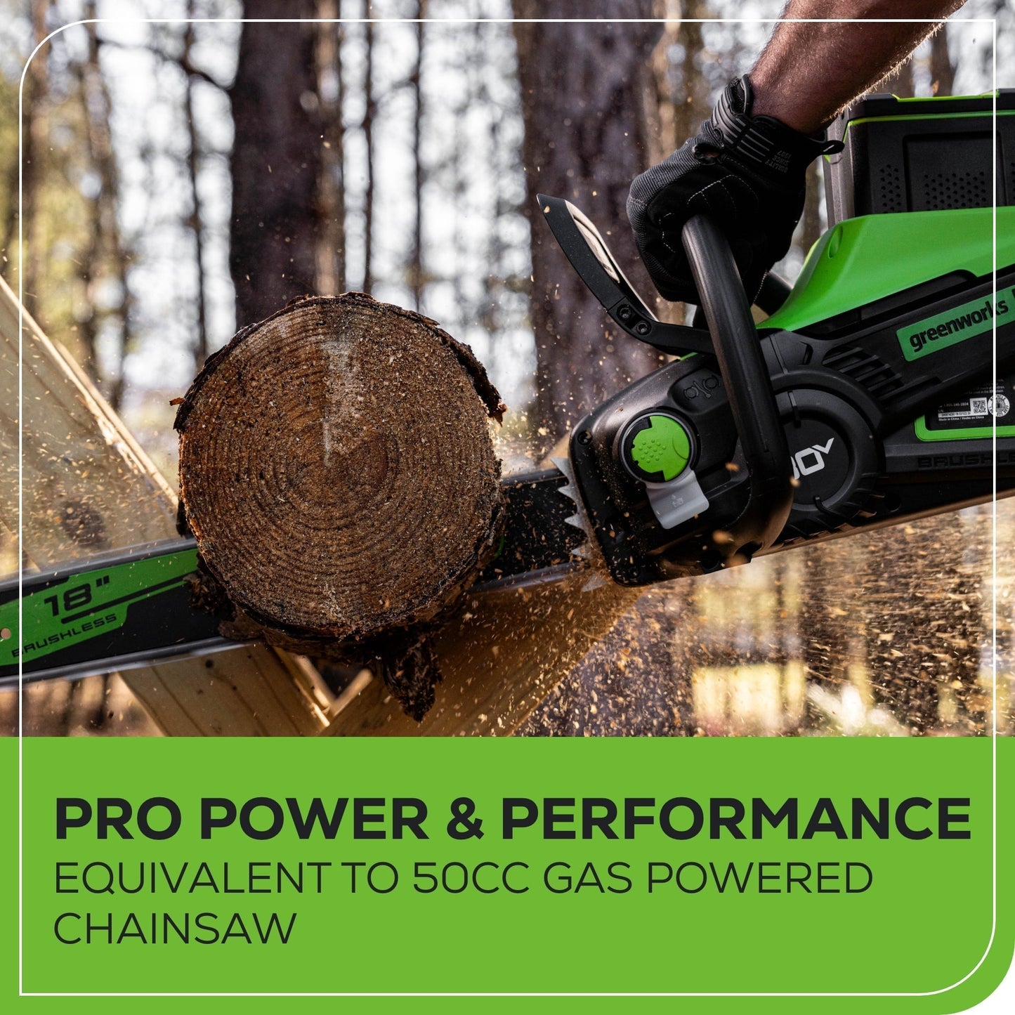 Greenworks 80V 18" Cordless Battery 2.5kW Chainsaw w/ 4.0Ah Battery & Rapid Charger - 2019902