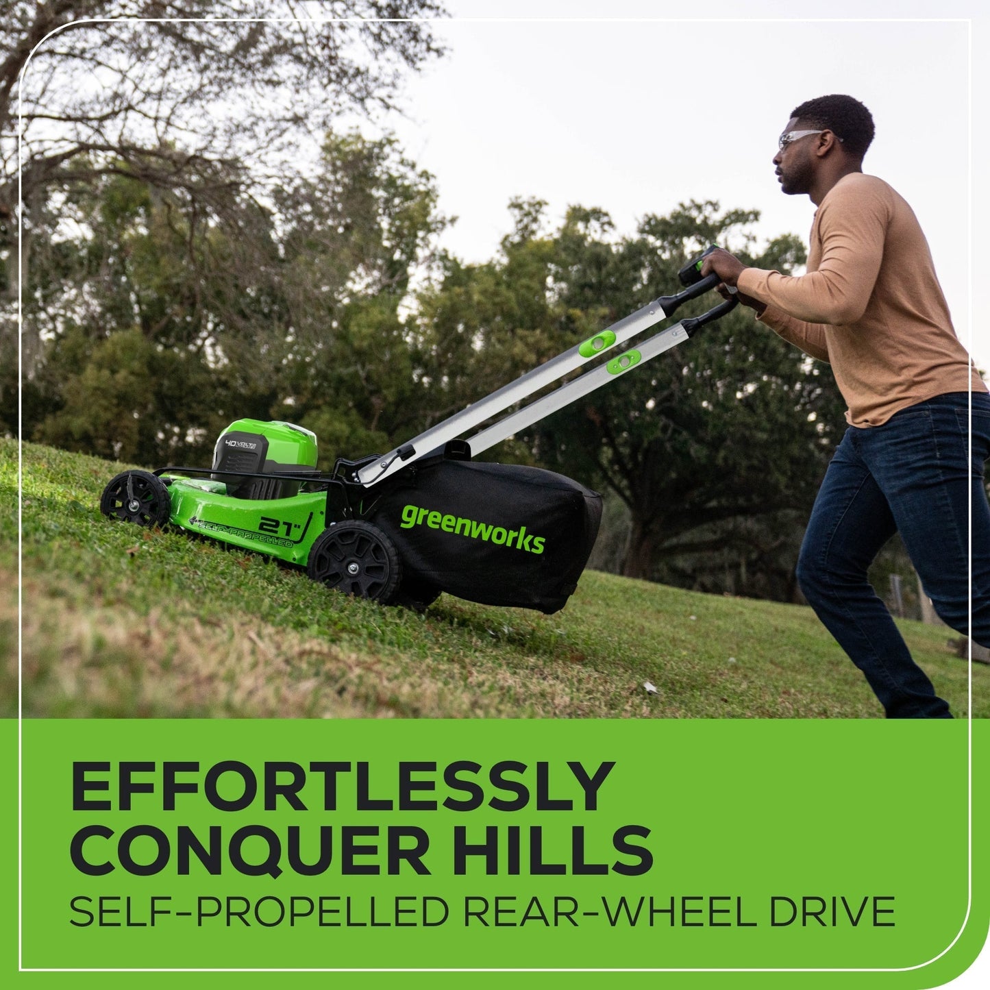 Greenworks 40V 21" Cordless Battery Self-Propelled Lawn Mower w/ 5.0Ah USB Batteries & Charger - 2521202
