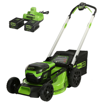 Greenworks 60V 21" Cordless Battery Self-Propelled Lawn Mower w/ Two (2) 4.0Ah Batteries & Dual Port Charger - 2531702