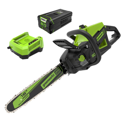 Greenworks 80V 16‘’ 2.0kW Cordless Battery Chainsaw w/ 4.0 Ah Battery & Charger - 2009602