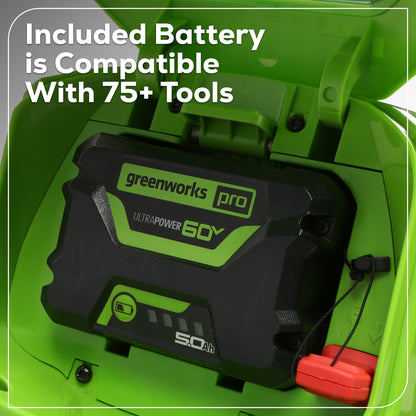 Greenworks 60V 19" Cordless Battery Push Lawn Mower w/ 5.0Ah Battery & Charger - 2531802