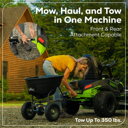 Greenworks 60V 42" Cordless Battery CrossoverT Riding Lawn Mower w/ Six (6) 8.0Ah Batteries and Three (3) Dual Port Turbo Chargers - 7409002