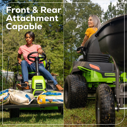 Greenworks 60V 42" Cordless Battery CrossoverT Riding Lawn Mower w/ Six (6) 8.0Ah Batteries and Three (3) Dual Port Turbo Chargers - 7409002