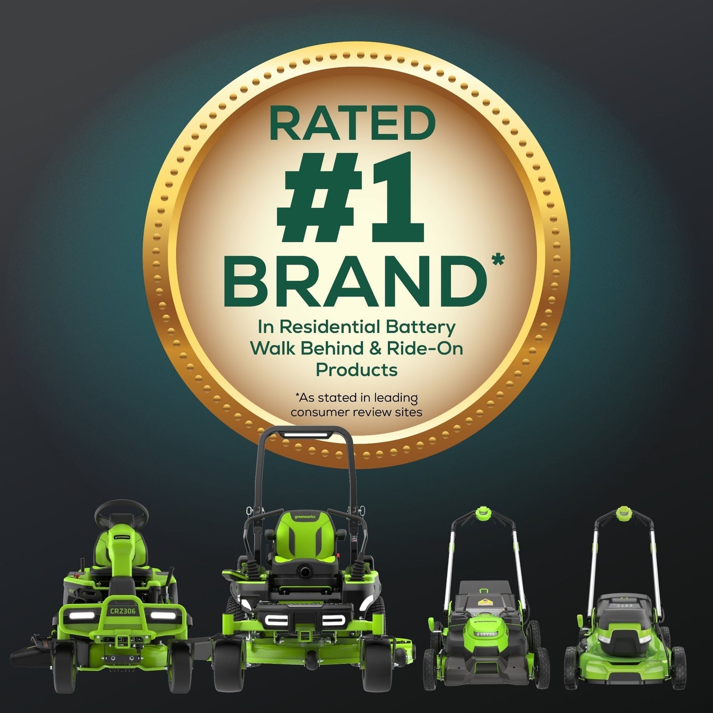 Greenworks 60V 42" Cordless Battery CrossoverT Riding Lawn Mower w/ Six (6) 8.0Ah Batteries and Three (3) Dual Port Turbo Chargers - 7409002