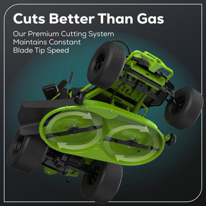 Greenworks 60V 42" Cordless Battery CrossoverT Riding Lawn Mower w/ Six (6) 8.0Ah Batteries and Three (3) Dual Port Turbo Chargers - 7409002