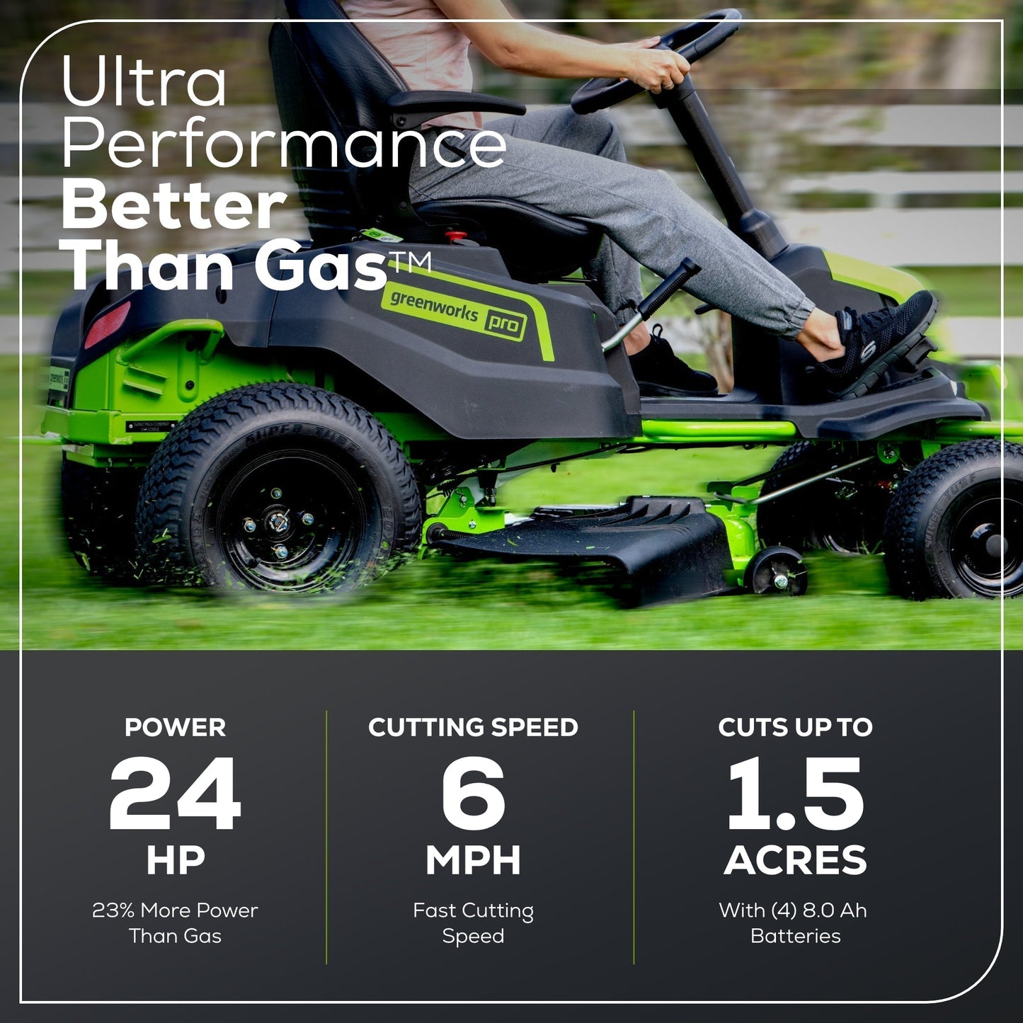 Greenworks 60V 42" Cordless Battery CrossoverT Riding Lawn Mower w/ Four (4) 8.0Ah Batteries and Two (2) Dual Port Turbo Chargers - 7420602