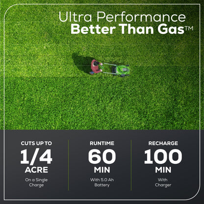 Greenworks 60V 19" Cordless Battery Push Lawn Mower w/ 5.0Ah Battery & Charger - 2531802