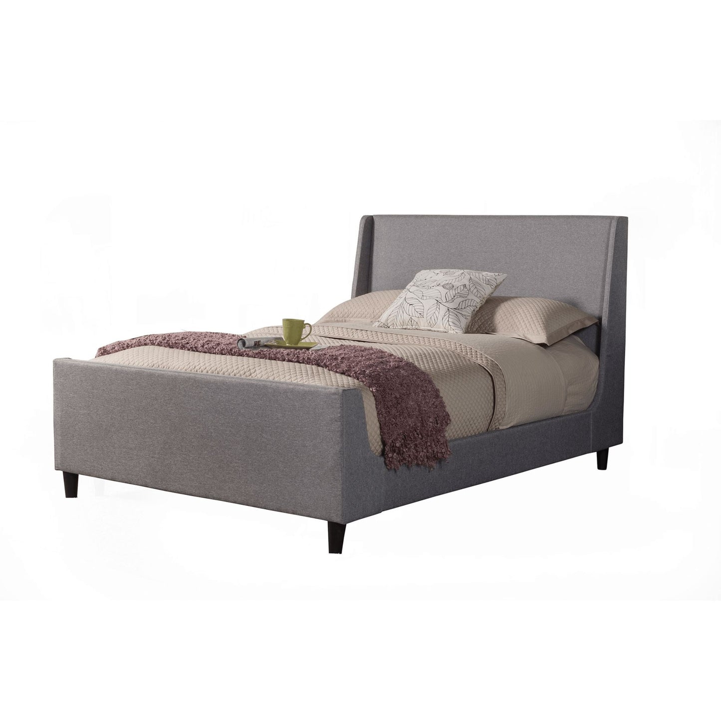 Alpine Amber Standard King Upholstered Bed, Grey Linen - 1094EK
