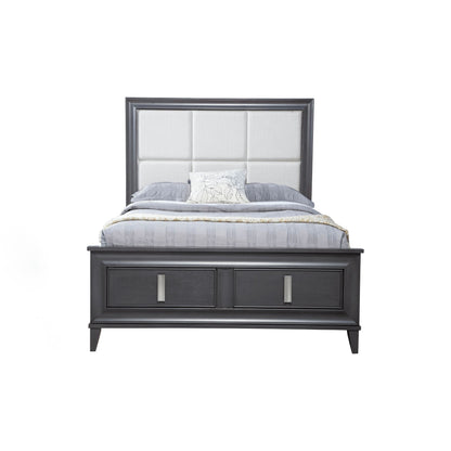 Alpine Lorraine Standard King Storage Footboard Platform Bed, Dark Grey - 8171-07EK