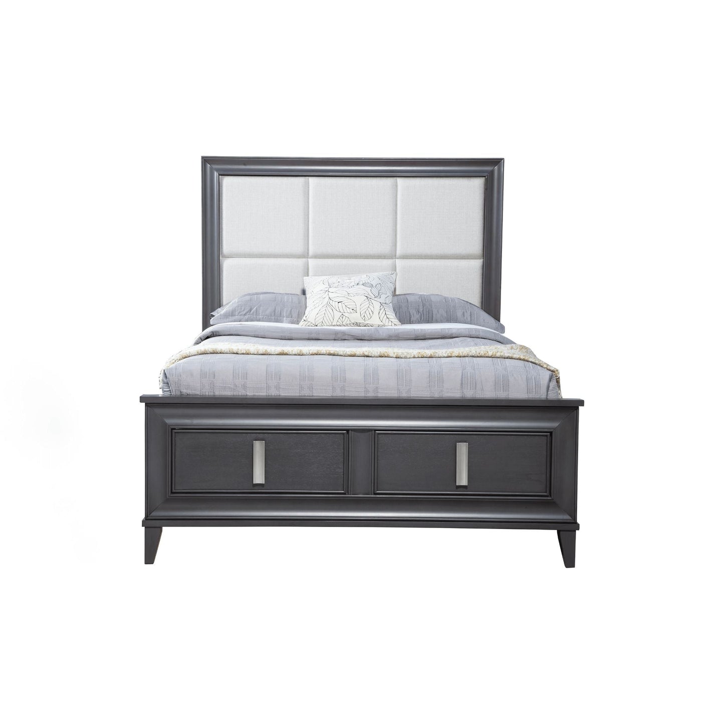 Alpine Lorraine Standard King Storage Footboard Platform Bed, Dark Grey - 8171-07EK