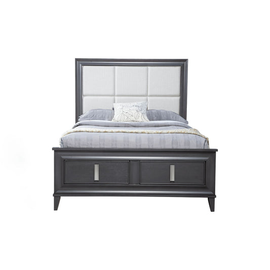 Alpine Lorraine Standard King Storage Footboard Platform Bed, Dark Grey - 8171-07EK