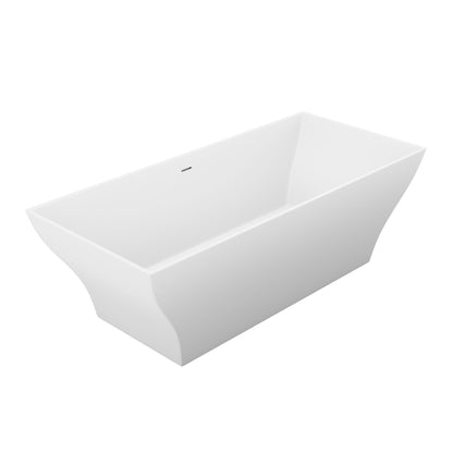 Anzzi Kayenge 5.9 ft. Solid Surface Center Drain Freestanding Bathtub in Matte White FT-AZ8419 - FT-AZ8419