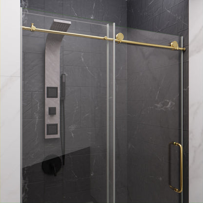 Anzzi Leon Series 48 in. by 76 in. Frameless Sliding Shower Door with Handle SD-AZ8077-01  - SD-AZ8077-01BG