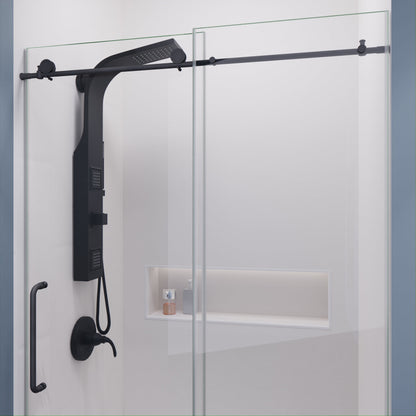 Anzzi Leon Series 48 in. by 76 in. Frameless Sliding Shower Door with Handle SD-AZ8077-01  - SD-AZ8077-01BG