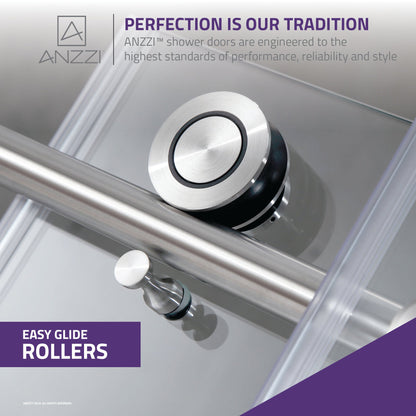 Anzzi Leon Series 48 in. by 76 in. Frameless Sliding Shower Door with Handle SD-AZ8077-01  - SD-AZ8077-01BG