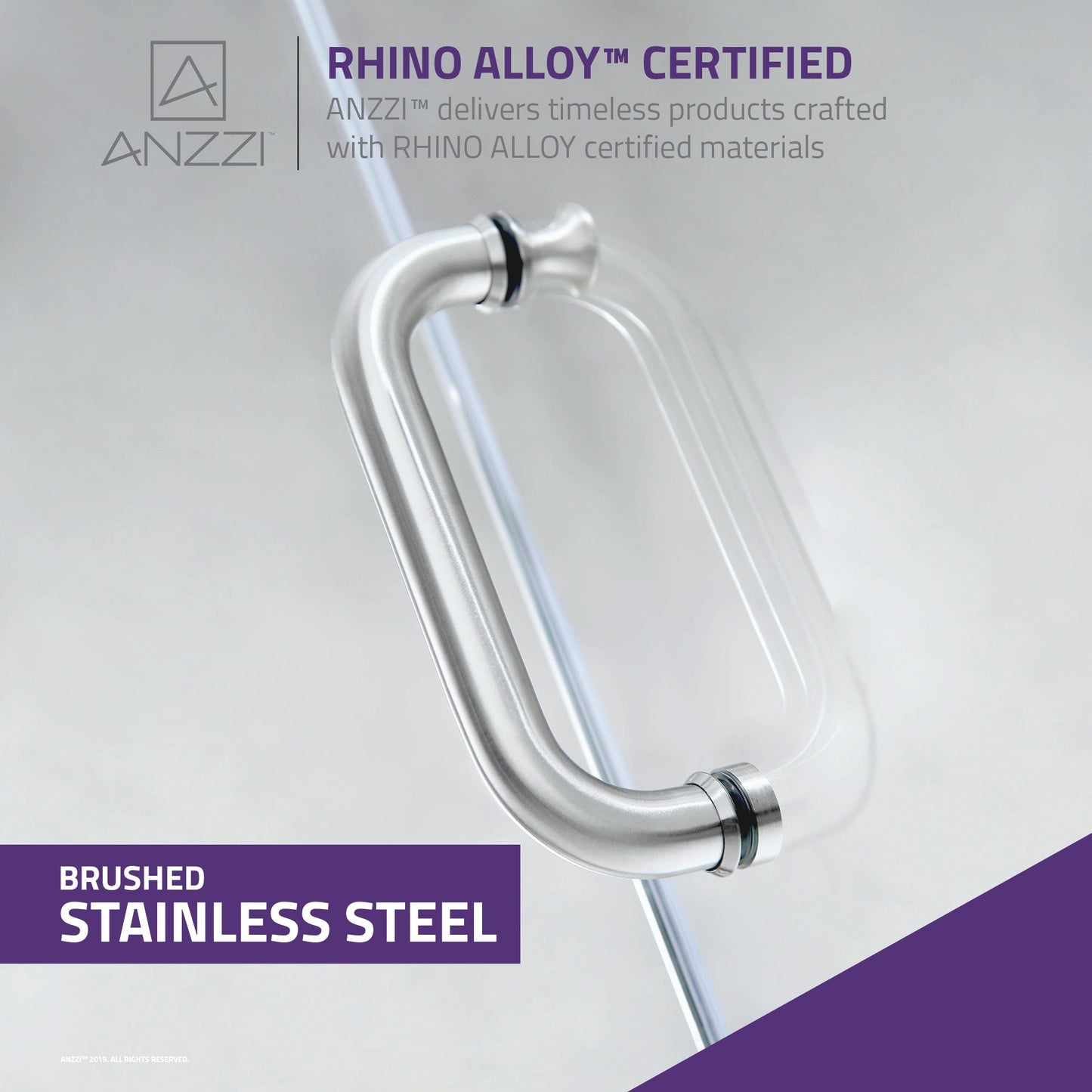 Anzzi Leon Series 48 in. by 76 in. Frameless Sliding Shower Door with Handle SD-AZ8077-01  - SD-AZ8077-01BG