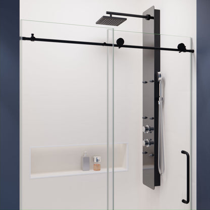 Anzzi Leon Series 48 in. by 76 in. Frameless Sliding Shower Door with Handle SD-AZ8077-01  - SD-AZ8077-01BG