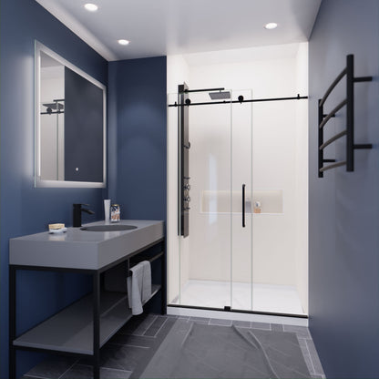 Anzzi Leon Series 48 in. by 76 in. Frameless Sliding Shower Door with Handle SD-AZ8077-01  - SD-AZ8077-01BG